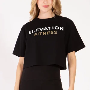 Cotton Lycra Oversized Cropped T-Shirts with Loose Fit Black
