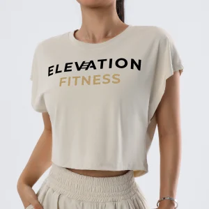 Sports Yoga Clothing Casual Elevation Fitness T-Shirt Beige