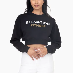 Cropped Fleece Sweatshirt Black