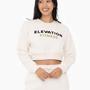 Cropped Fleece Sweatshirt Pearled Ivory