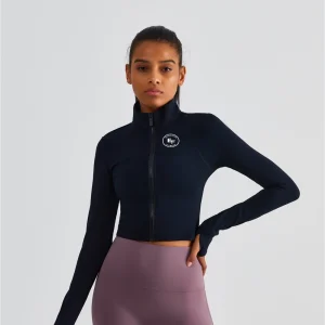 Elevation Fitness Evelyn Cropped Zip Jacket Black