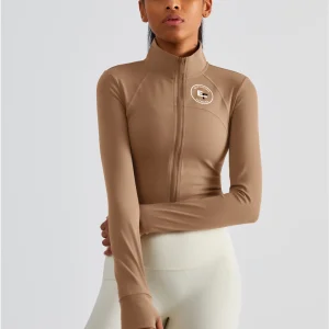 Elevation Fitness Evelyn Cropped Zip Jacket Frappuccino